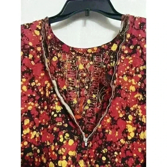 Red Blk Gold Women Kurti Kurta Ethnic Small Embroidered Tunic Dress Indian 0066 - Picture 6 of 8